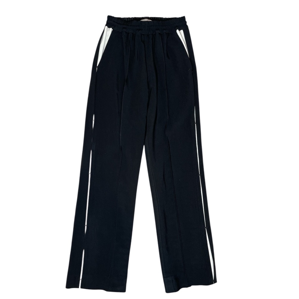 LANVIN Wide Leg Elastic Waist Pintuck Tuxedo Stripe Track Pants \\ S (4 / 34)